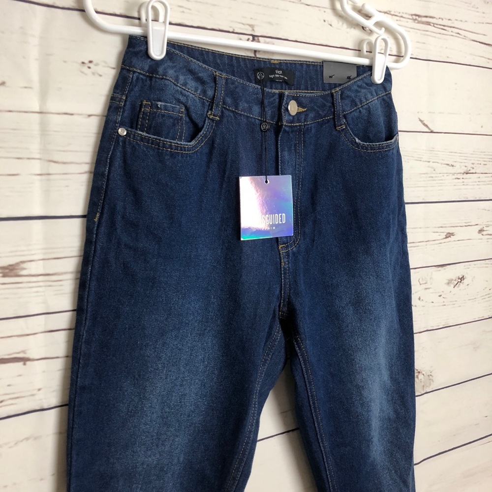 Misguided Jeans Riot High Rise Mom Blue High Waist - Picture 5 of 8